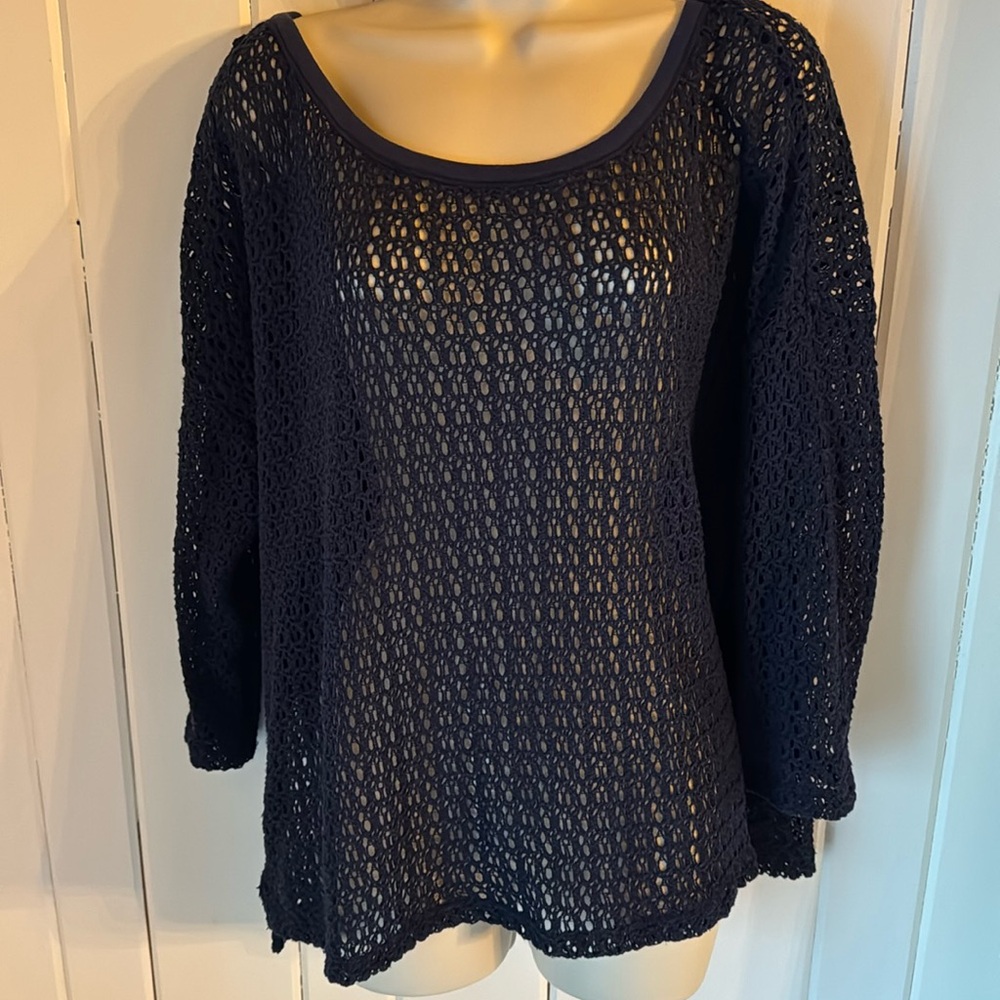Aerie summer crochet, oversized split side sweater. Size L